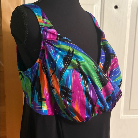 Black Asymmetrical V-Neck Sleeveless Sundress with hidden bottoms size 20 NWT - Picture 3 of 10